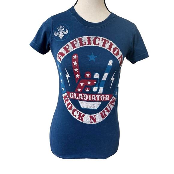 Y2K ROCKER AFFLICTION ROCK‎ N RUN GRAPHIC T SHIRT SMALL - Picture 2 of 7